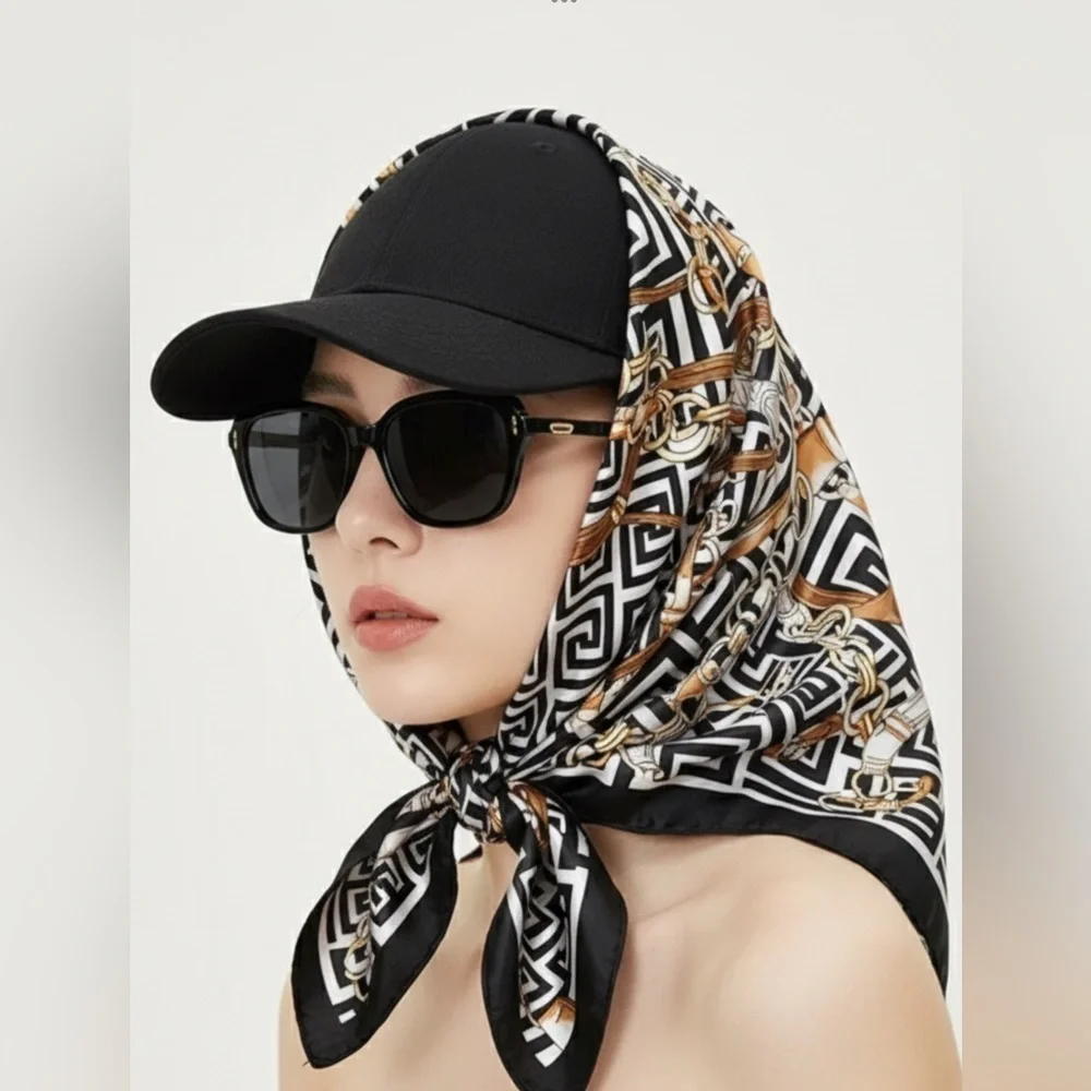 ✨NEW Elegant Black and Gold Patterned Scarf